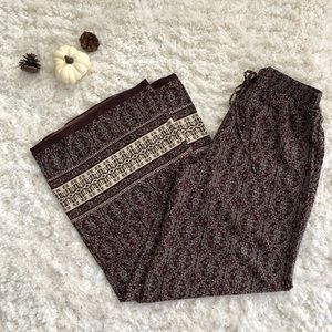 Soprano Brown & Cream Palazzo Pant Small